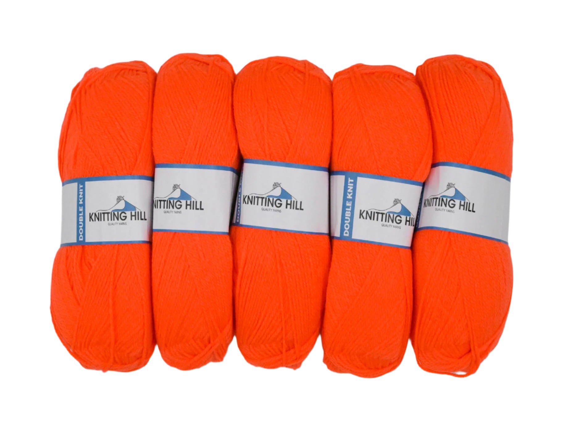 5pc 100G Knitting Hill Double Knit Neon Orange