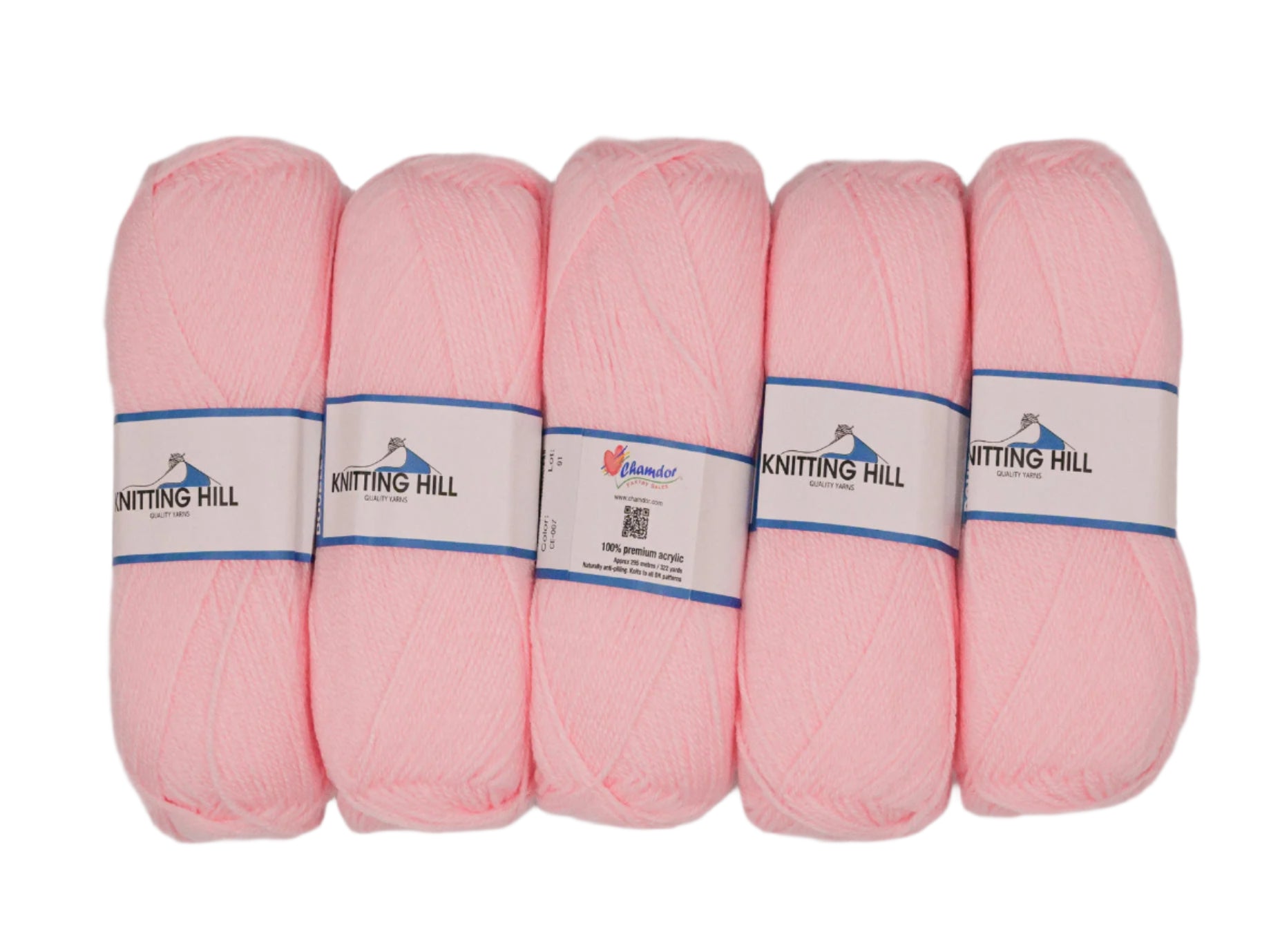 5pc 100G Knitting Hill Double Knit Powder Pink