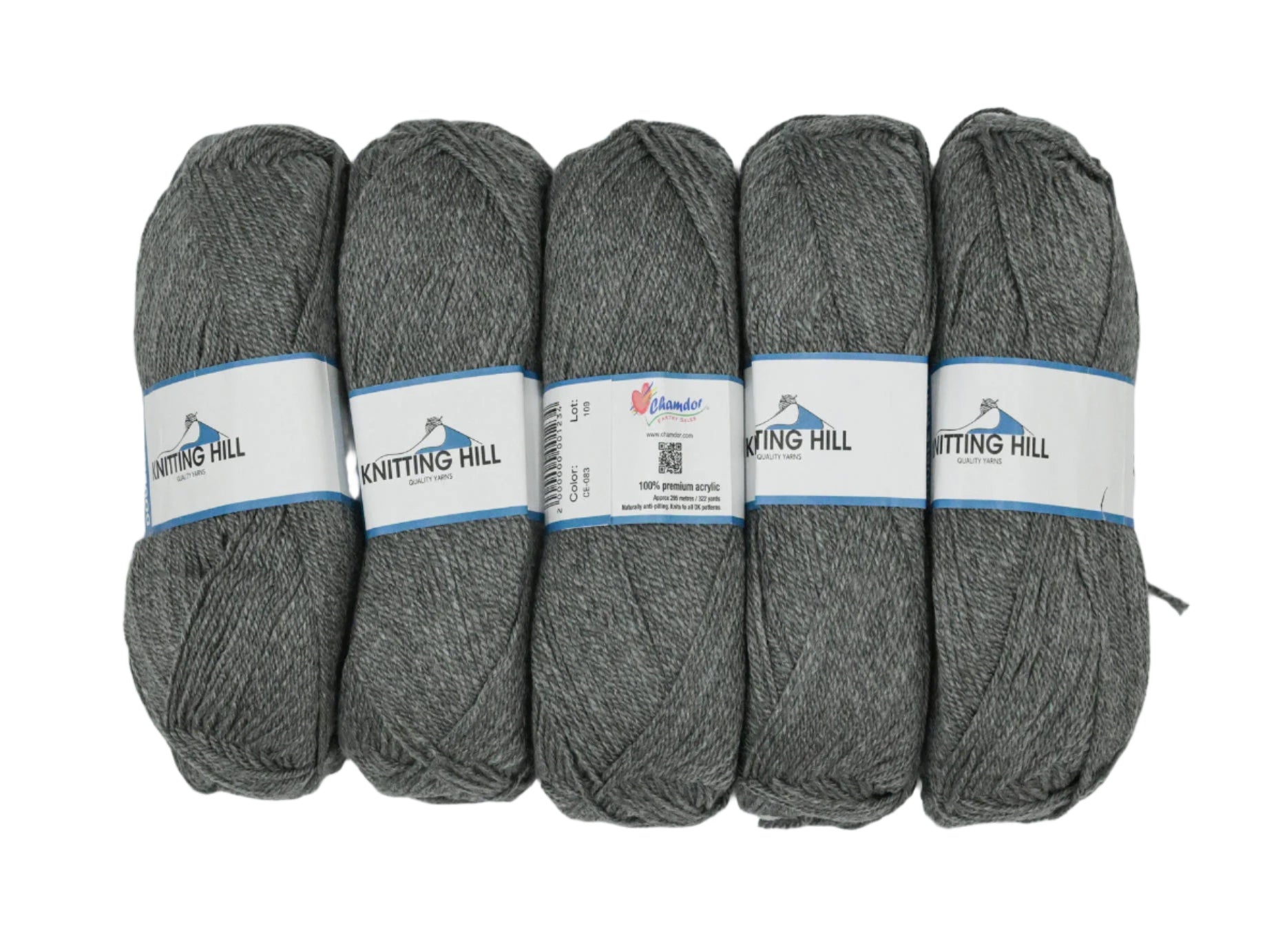5pc 100G Knitting Hill Double Knit School Gray