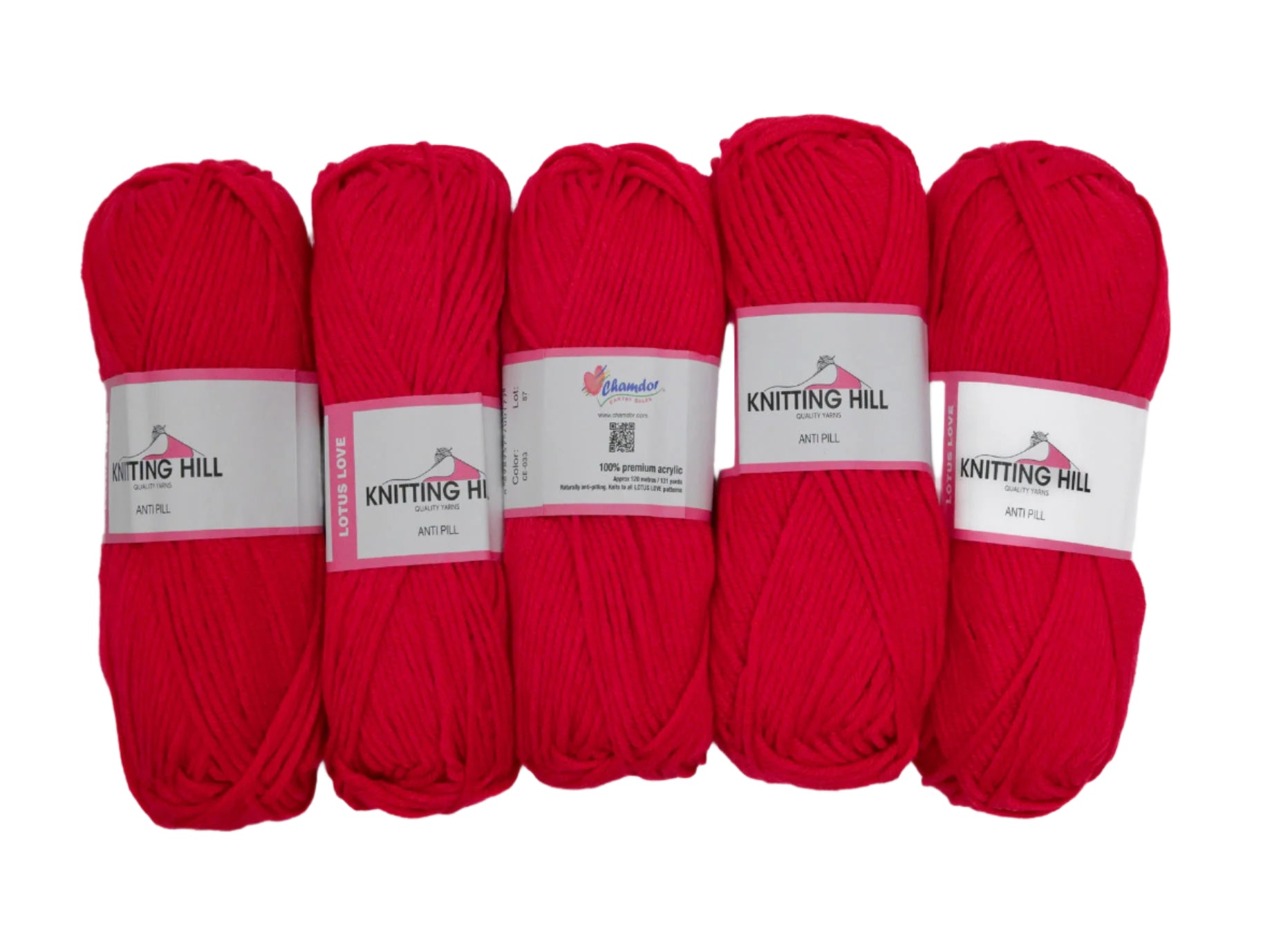 5pc 100G Knitting Hill Lotus Love Red