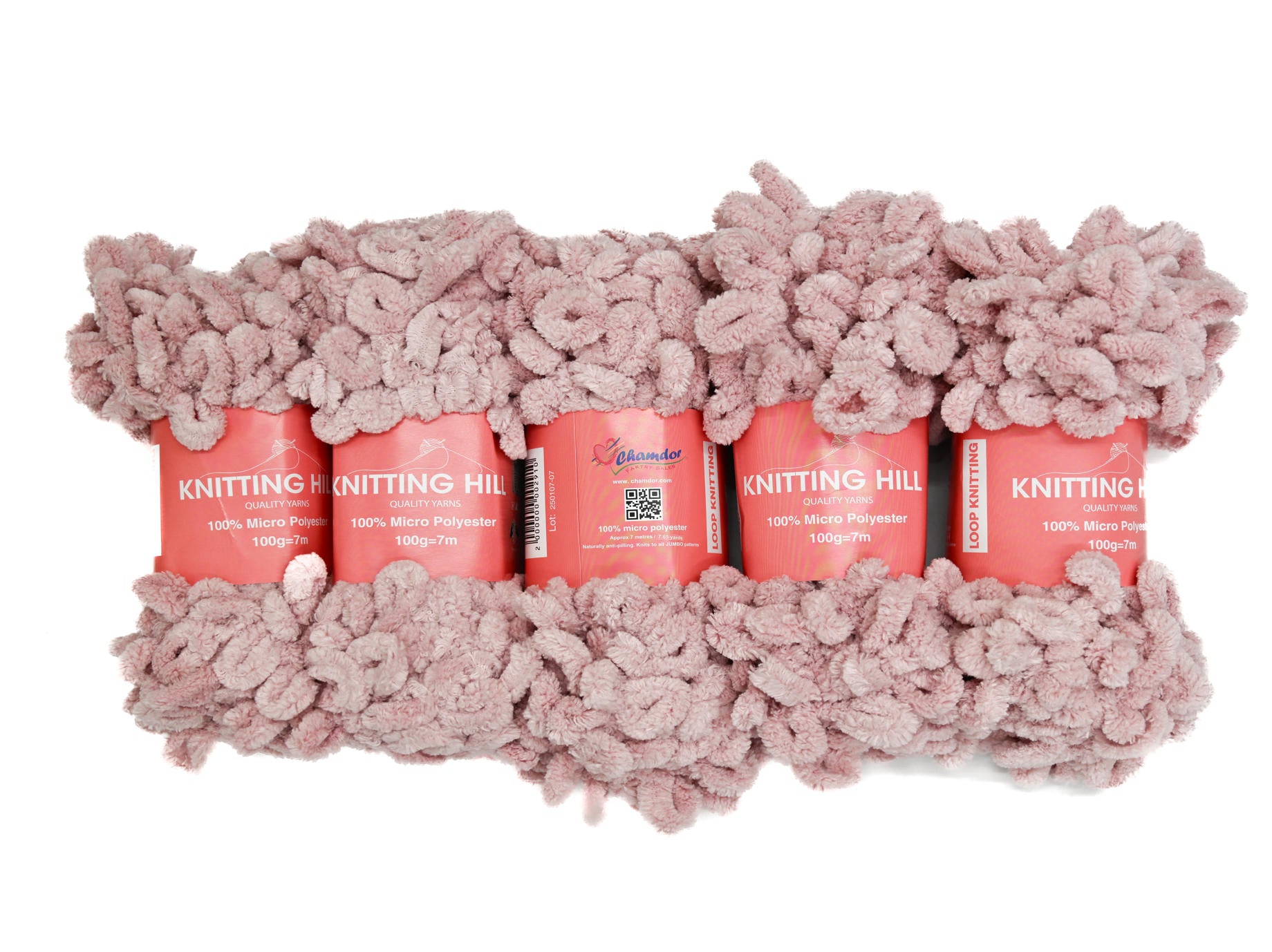 5pc 100g Loop Knitting Yarn Blush Pink