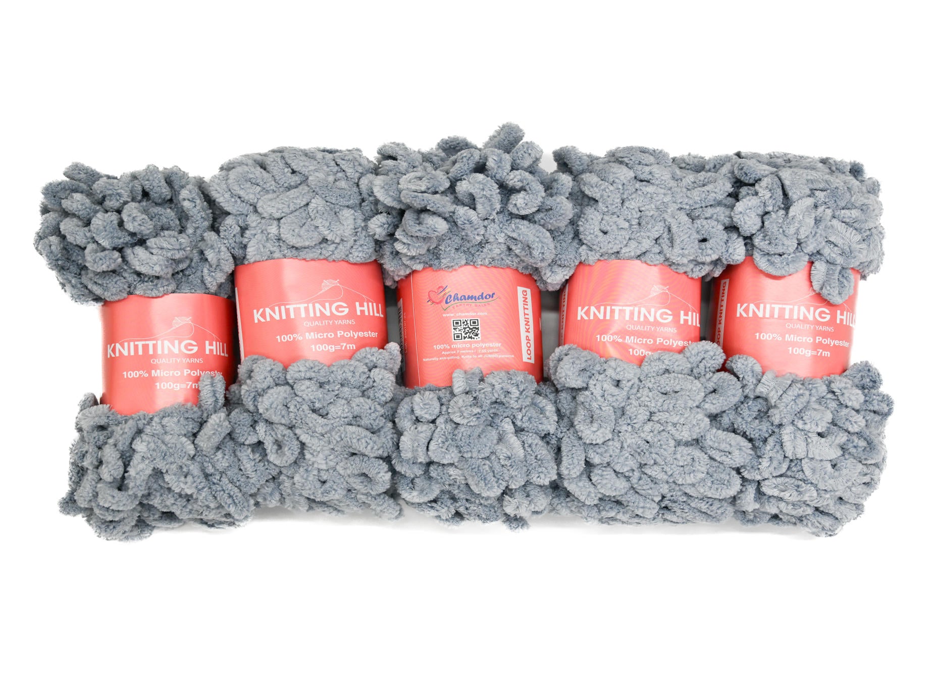 5pc 100g Loop Knitting Yarn Grey