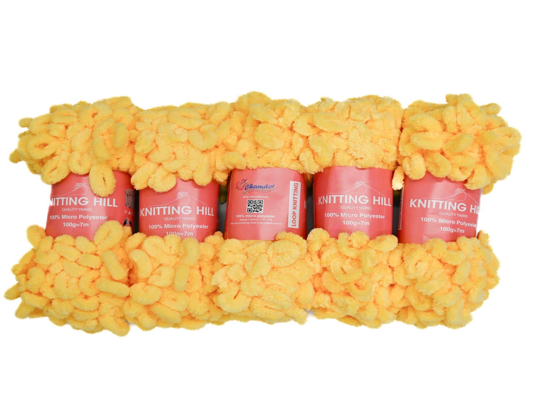 5pc 100g Loop Knitting Yarn Banana Yellow