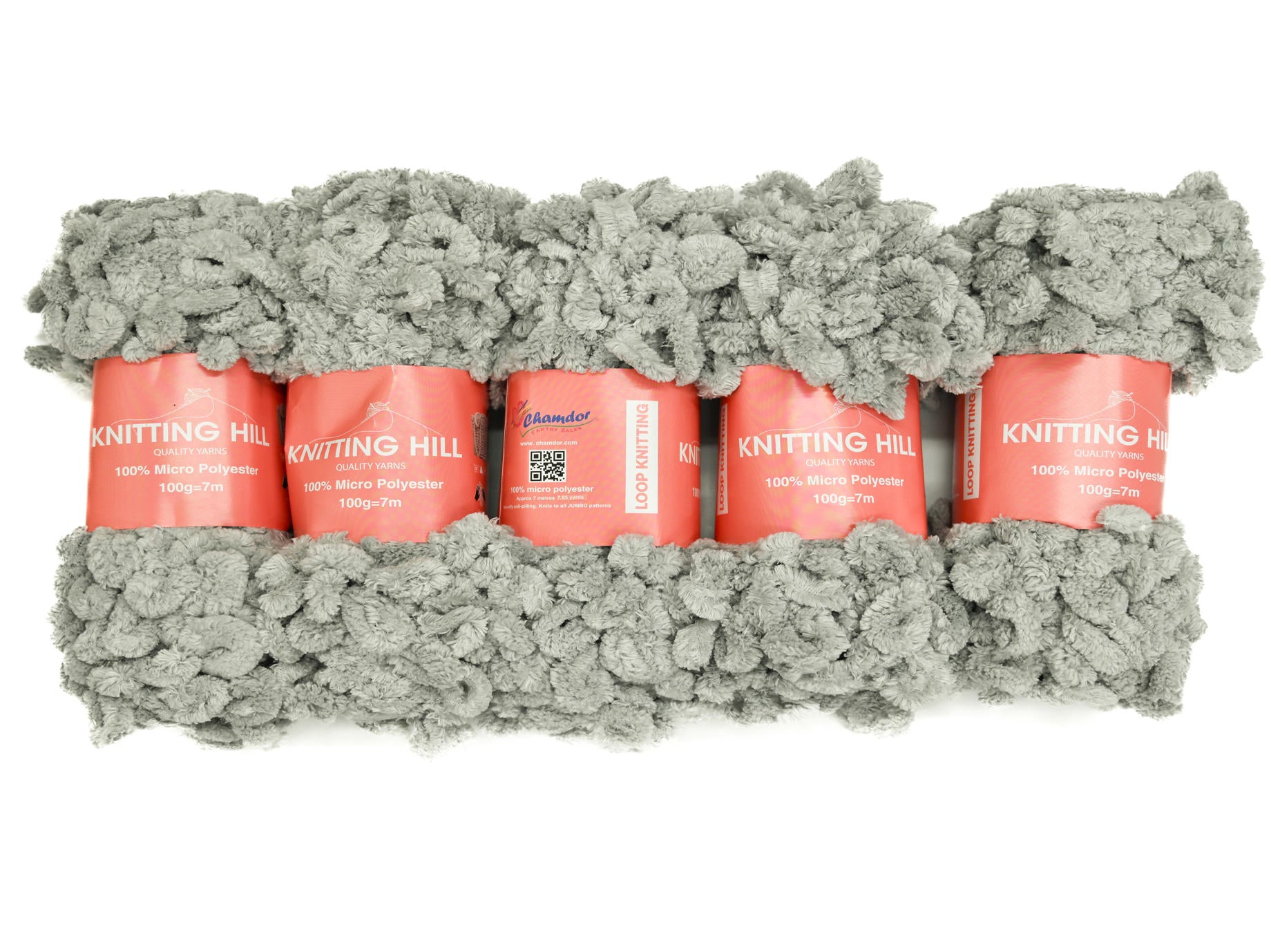 5pc 100g Loop Knitting Yarn Silver Grey