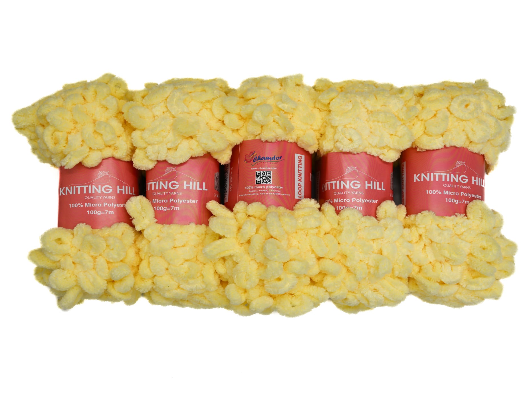 5pc 100g Loop Knitting Yarn Baby Yellow