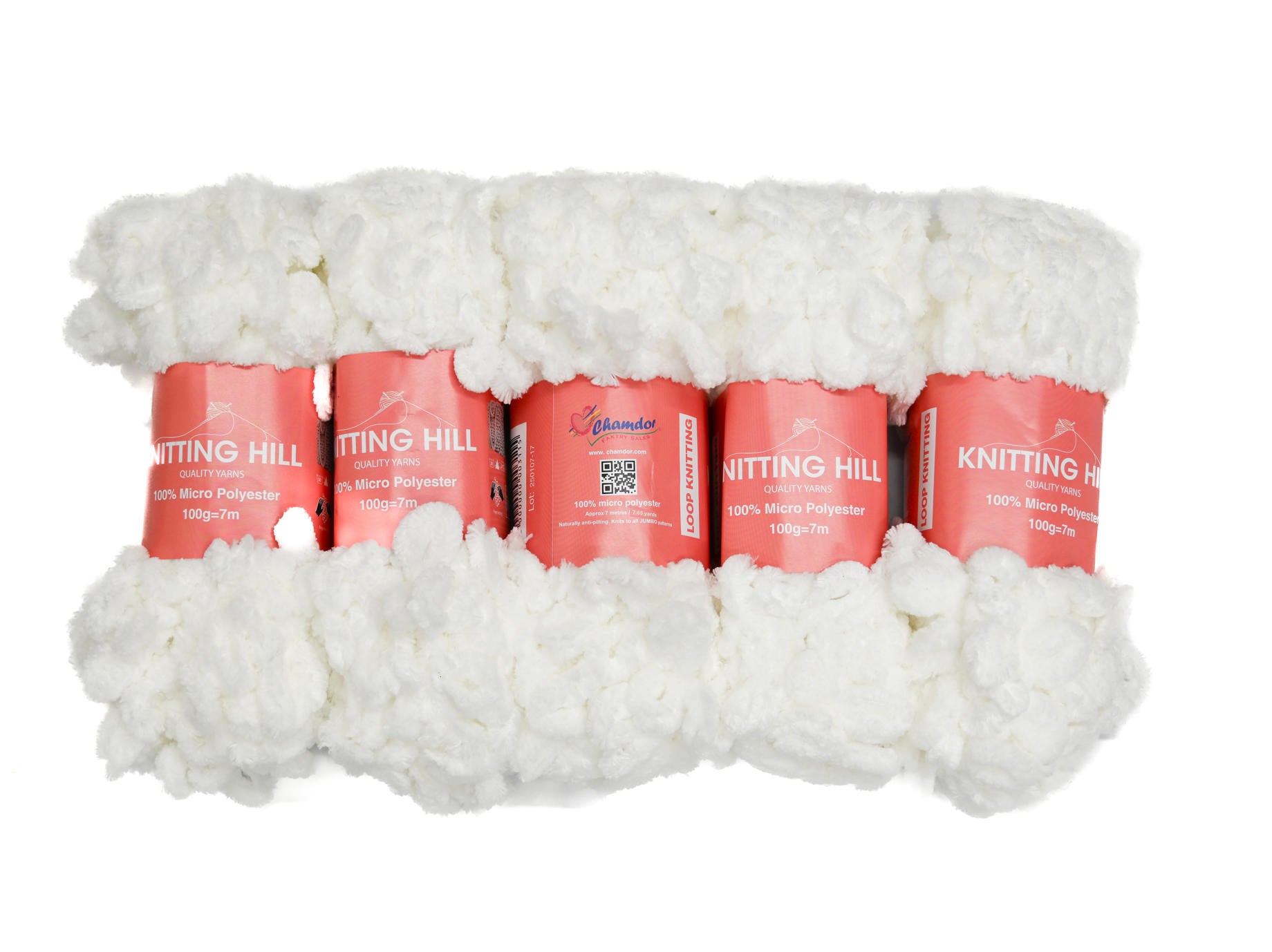 5pc 100g Loop Knitting Yarn White