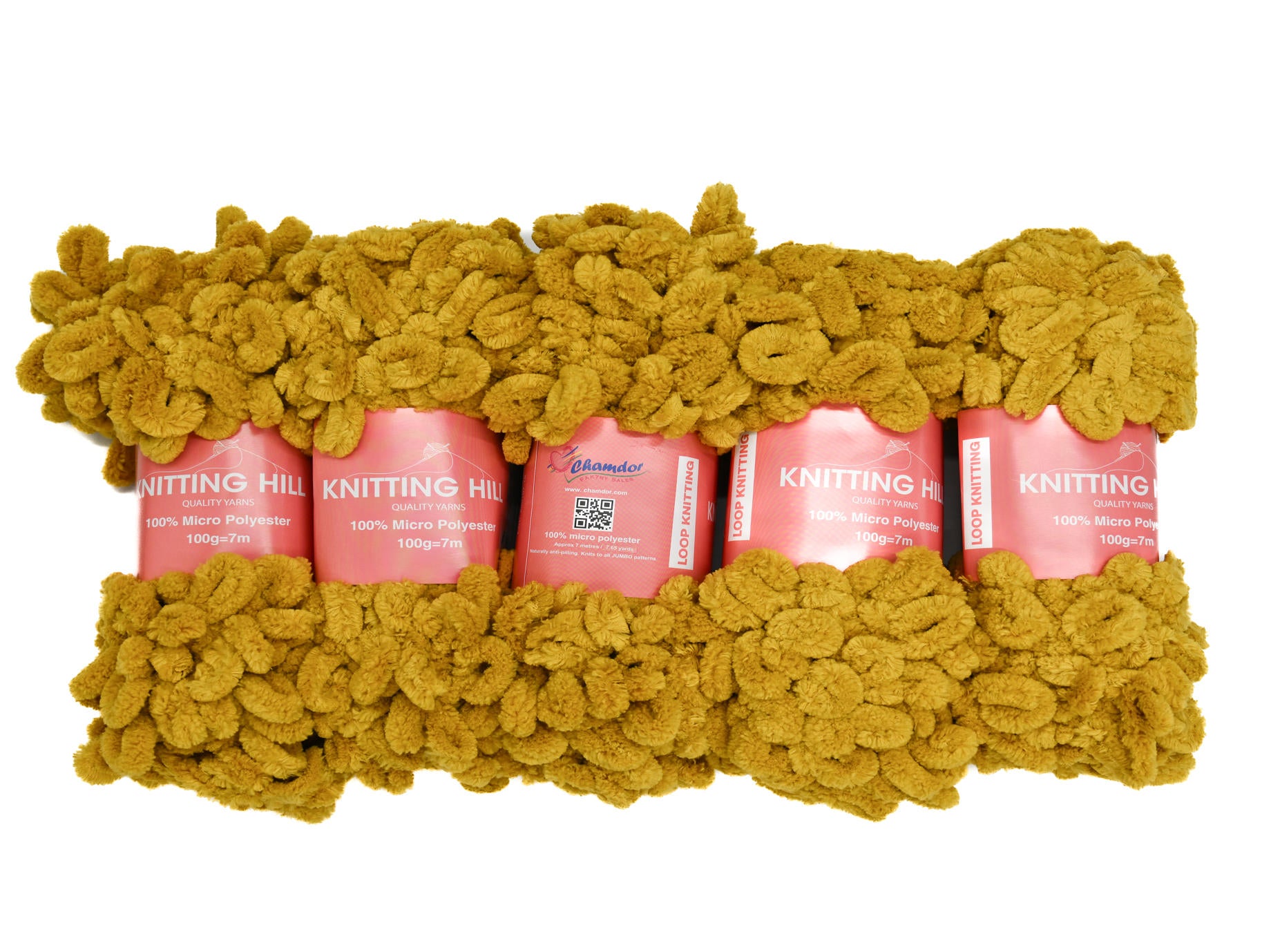 5pc 100g Loop Knitting Yarn Mustard