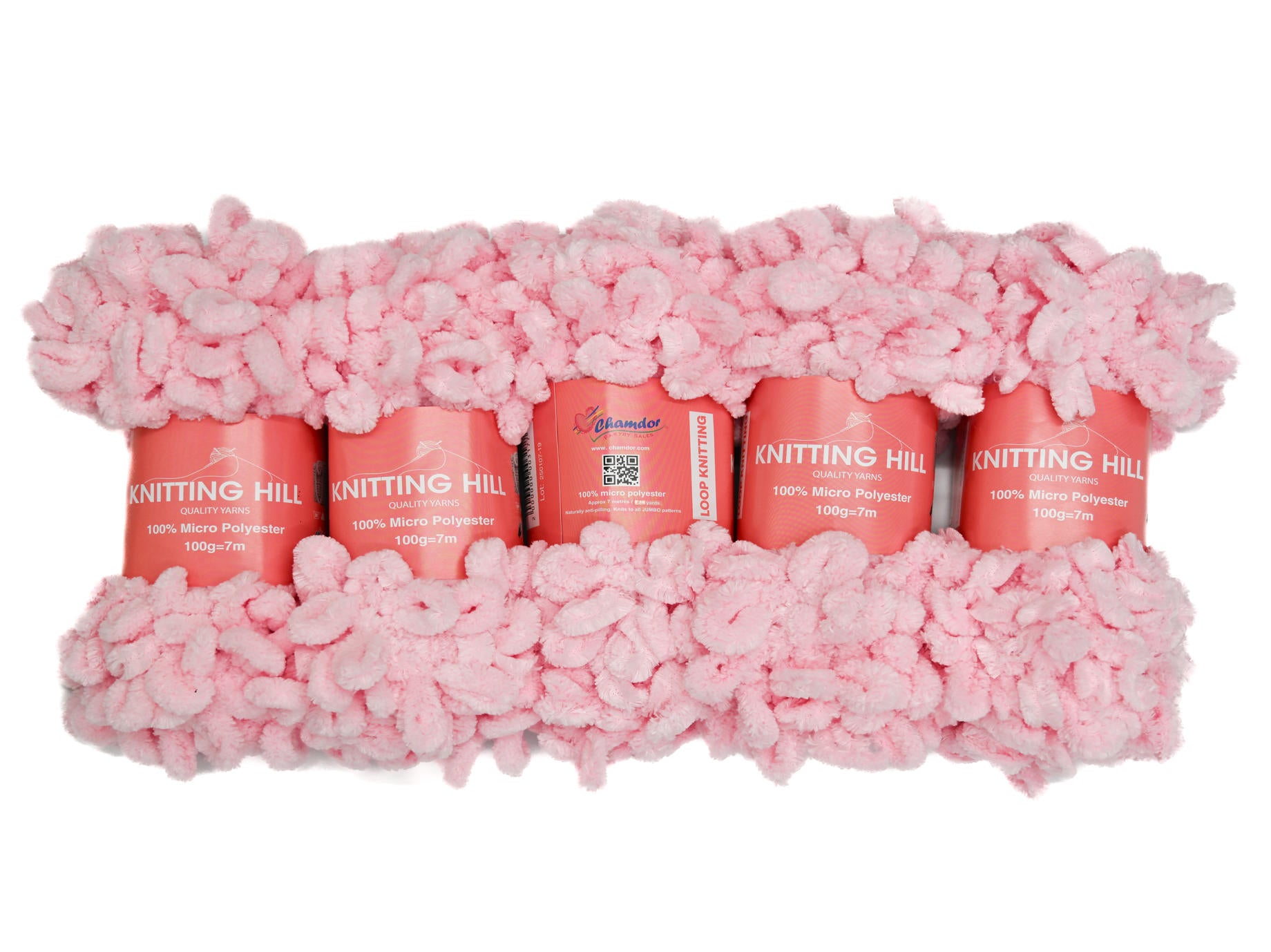 5pc 100g Loop Knitting Yarn Baby Pink