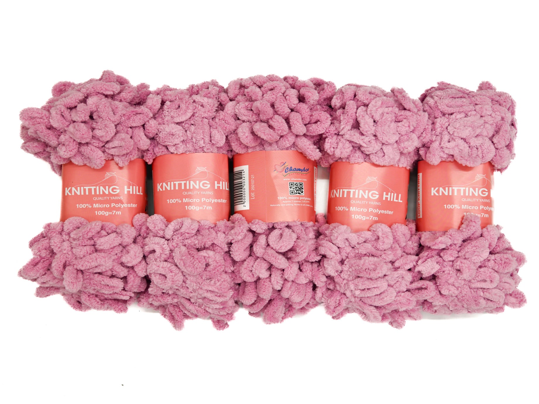 5pc 100g Loop Knitting Yarn Rose Pink