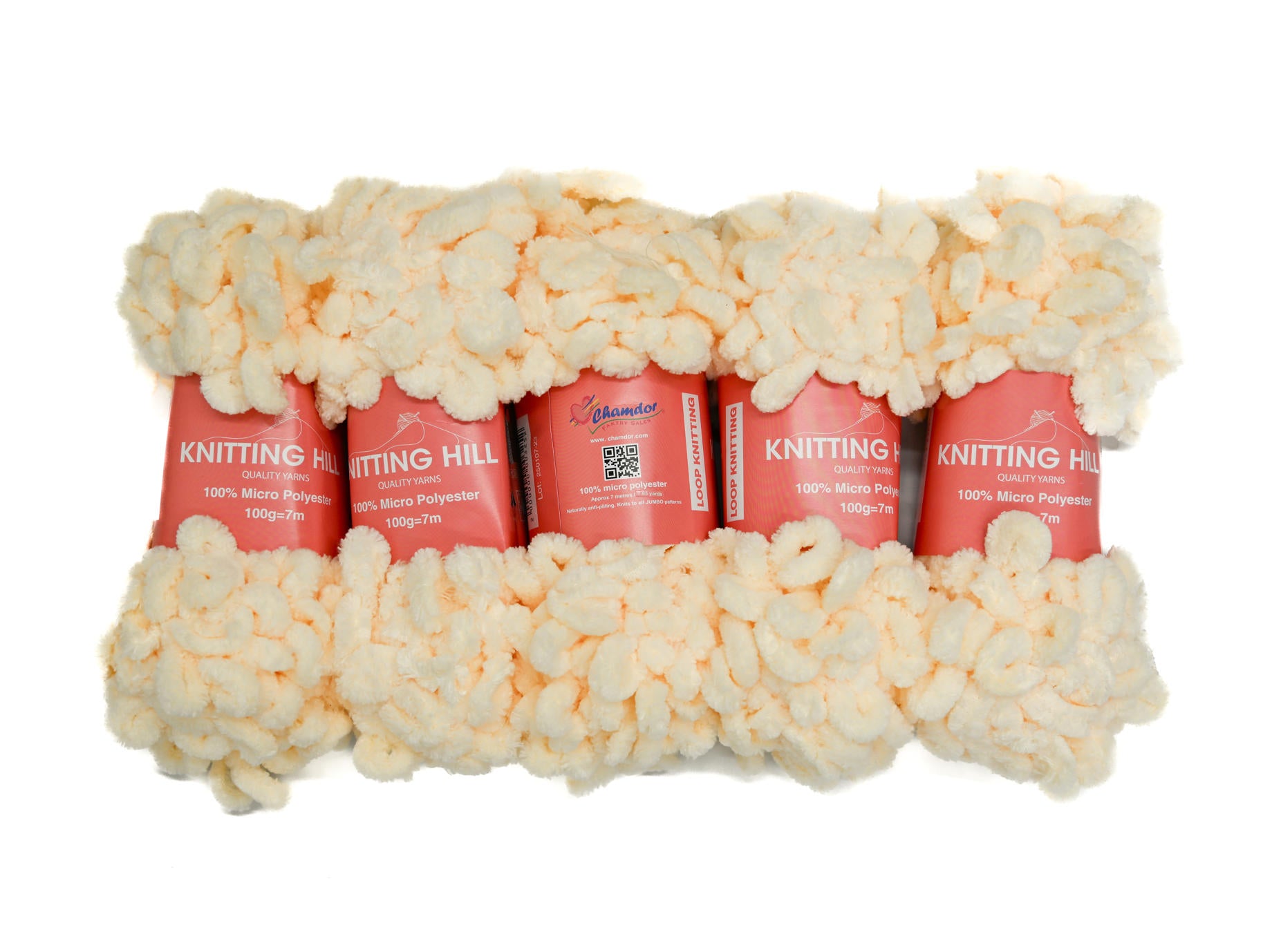 5pc 100g Loop Knitting Yarn Light Cream