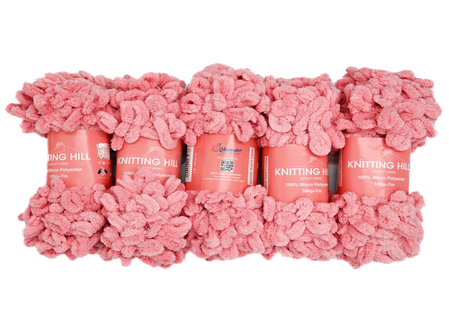 5pc 100g Loop Knitting Yarn Coral Pink