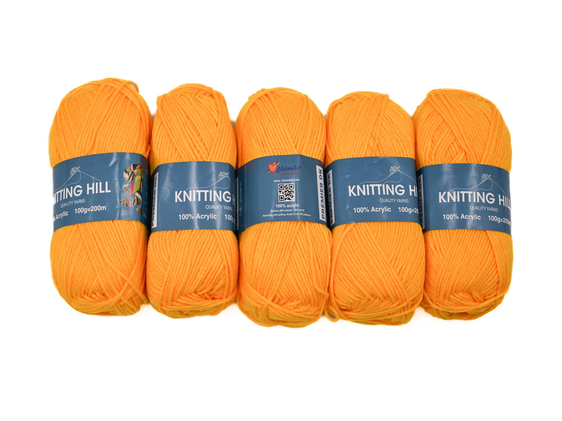 5pc 100g Knitting Hill Premier Double Knit Yellow