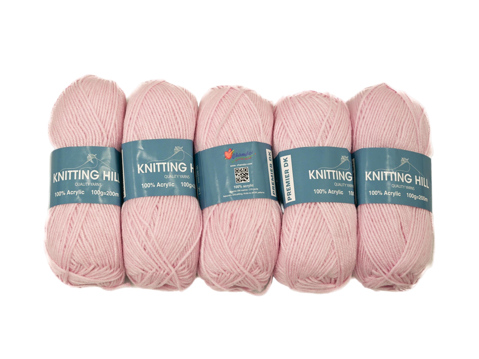 5pc 100g Knitting Hill Premier Double Knit Pink