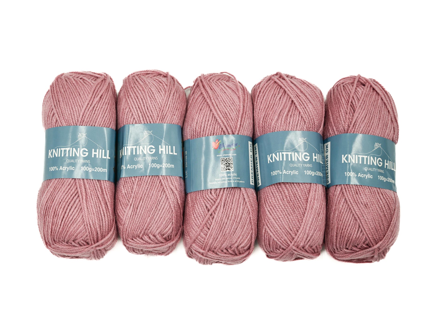 5pc 100g Knitting Hill Premier Double Knit Pale Rose
