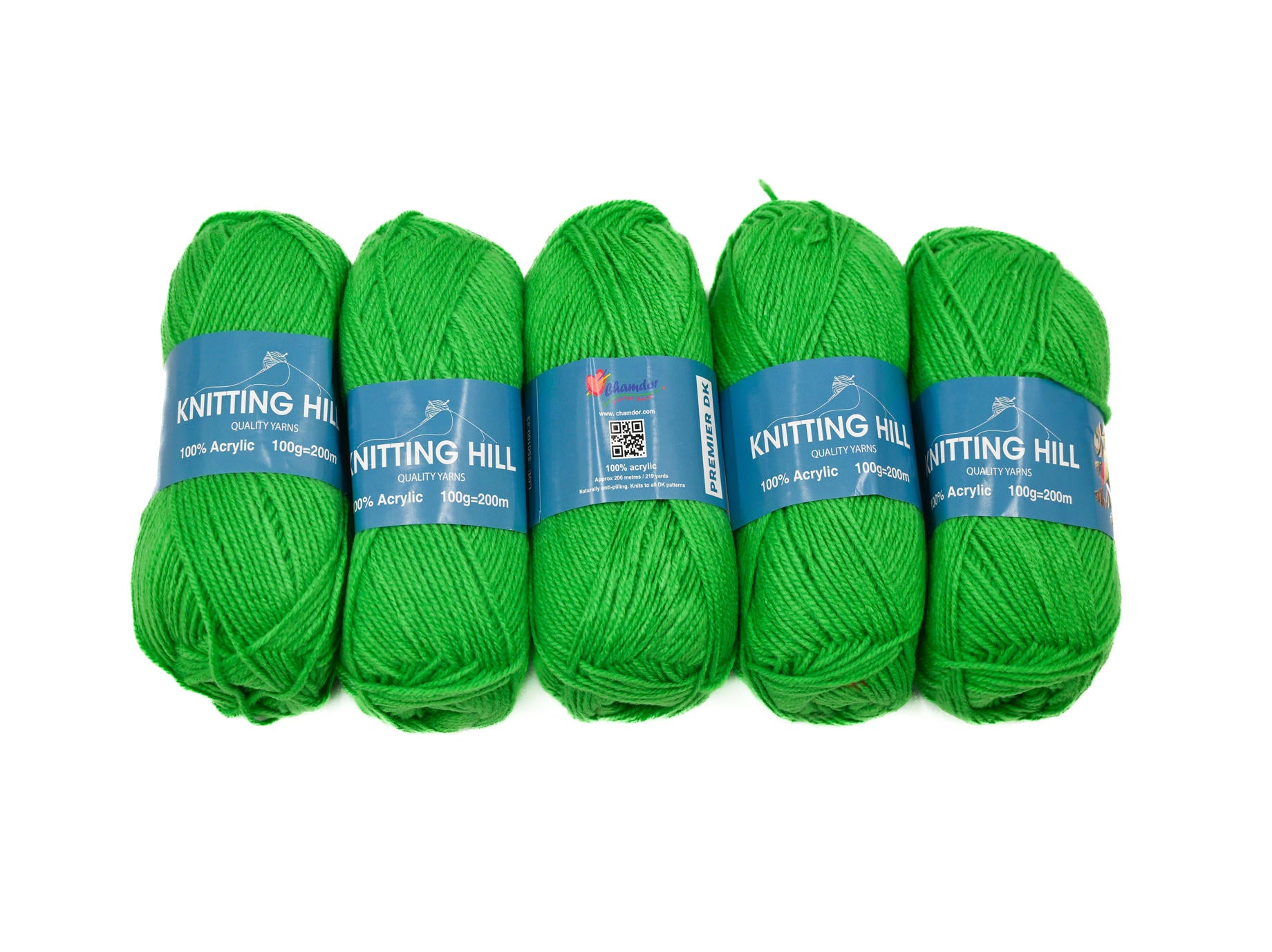 5pc 100g Knitting Hill Premier Double Knit Tiger Lime