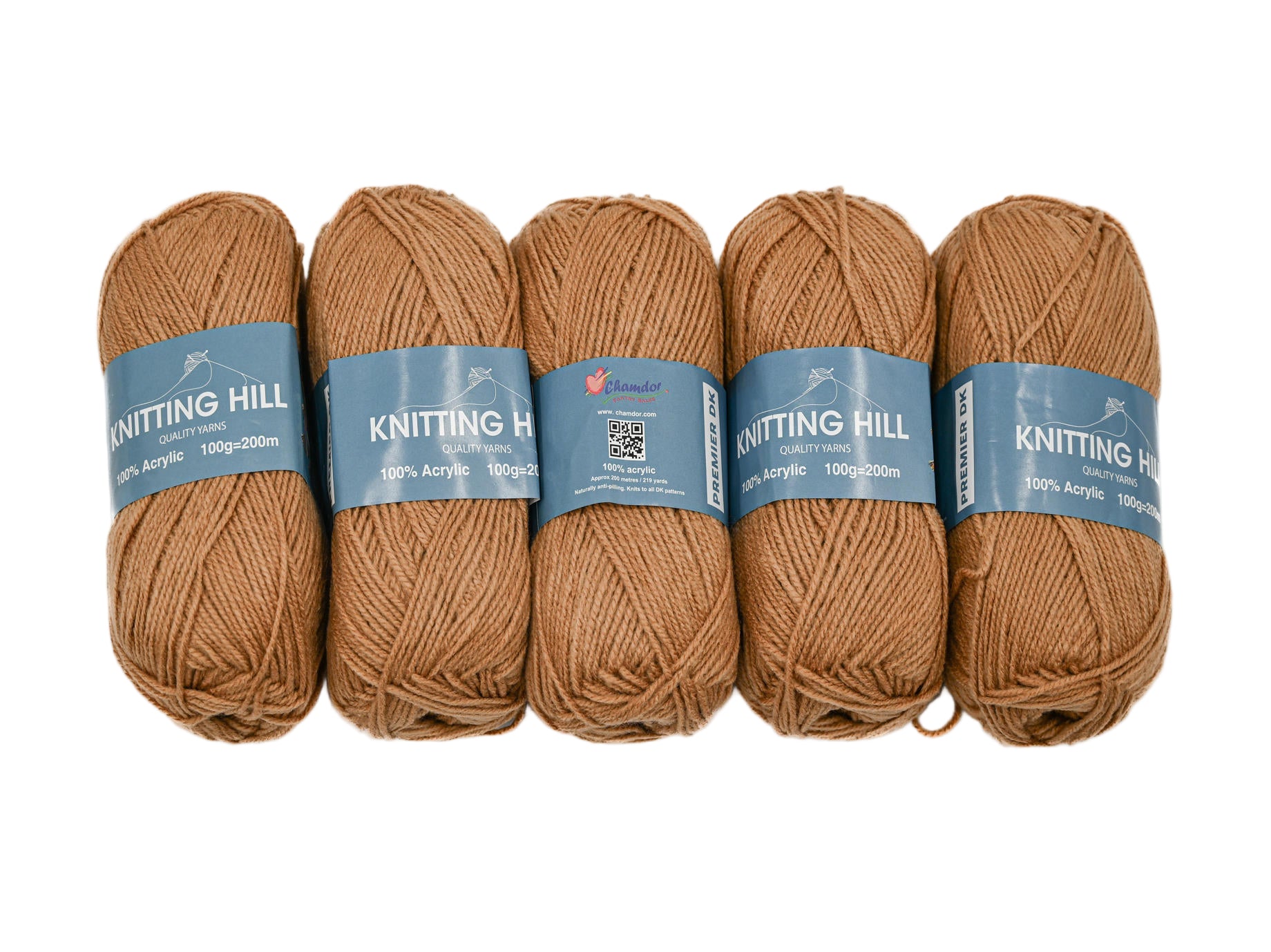 5pc 100g Knitting Hill Premier Double Knit Camel