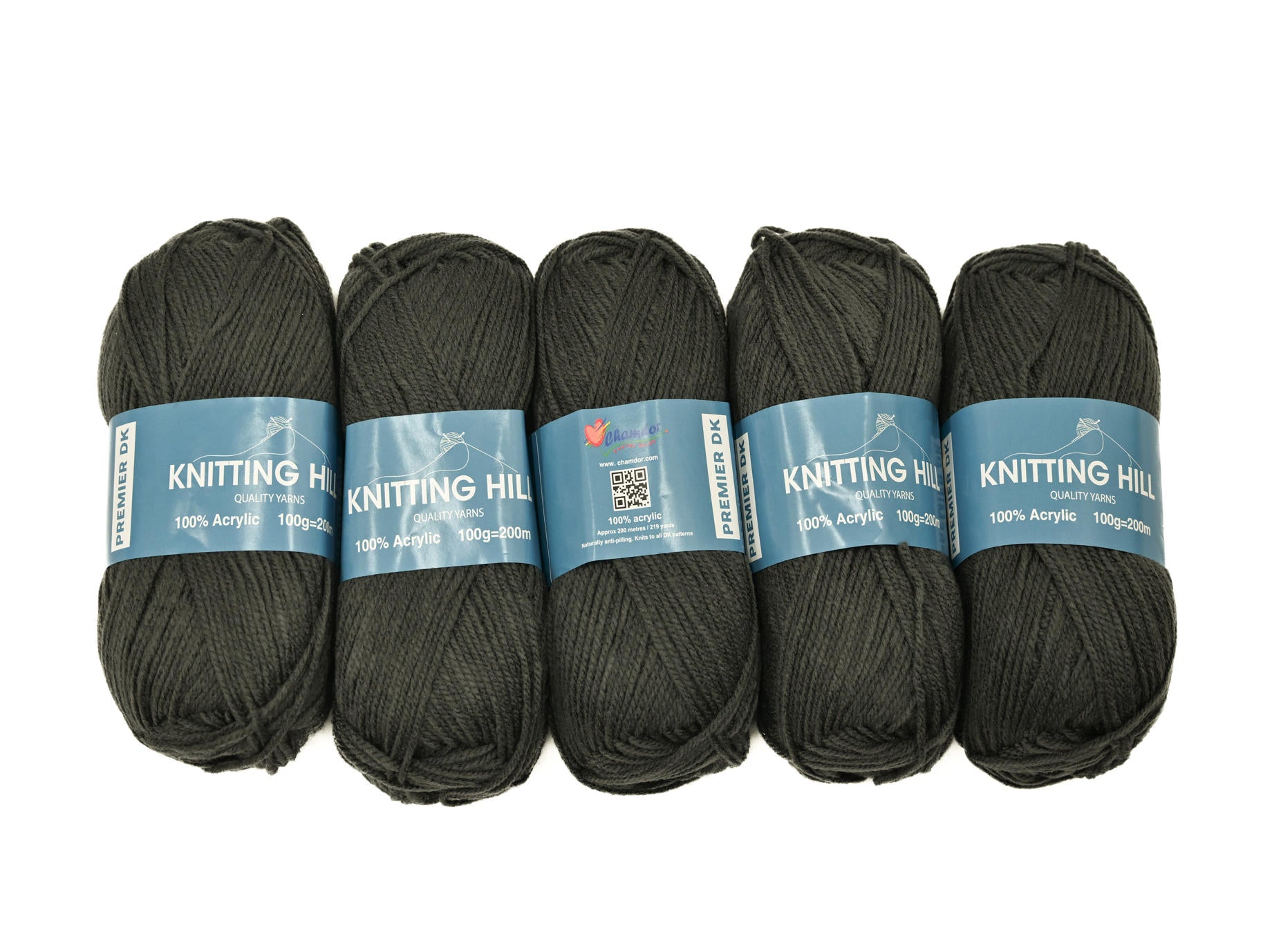 5pc 100g Knitting Hill Premier Double Knit School Grey