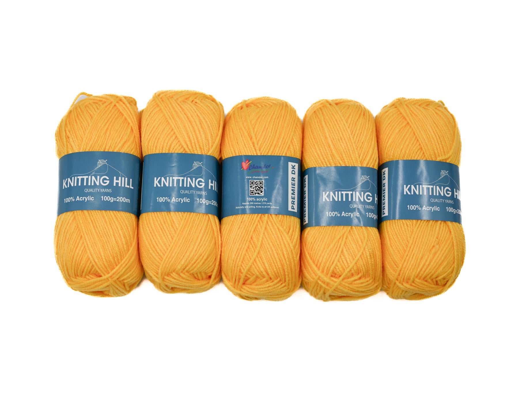 5pc 100g Knitting Hill Premier Double Knit Sunshine
