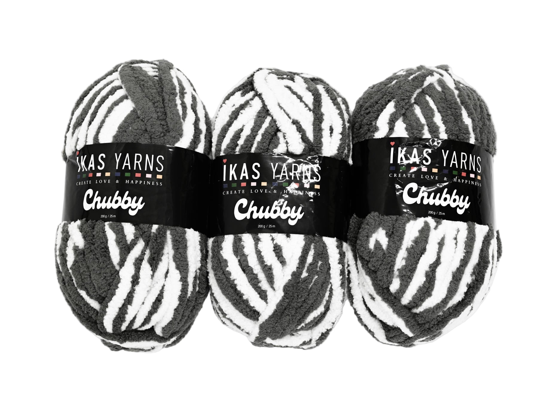 200g 3Pc Print Chubby White & Dark Grey