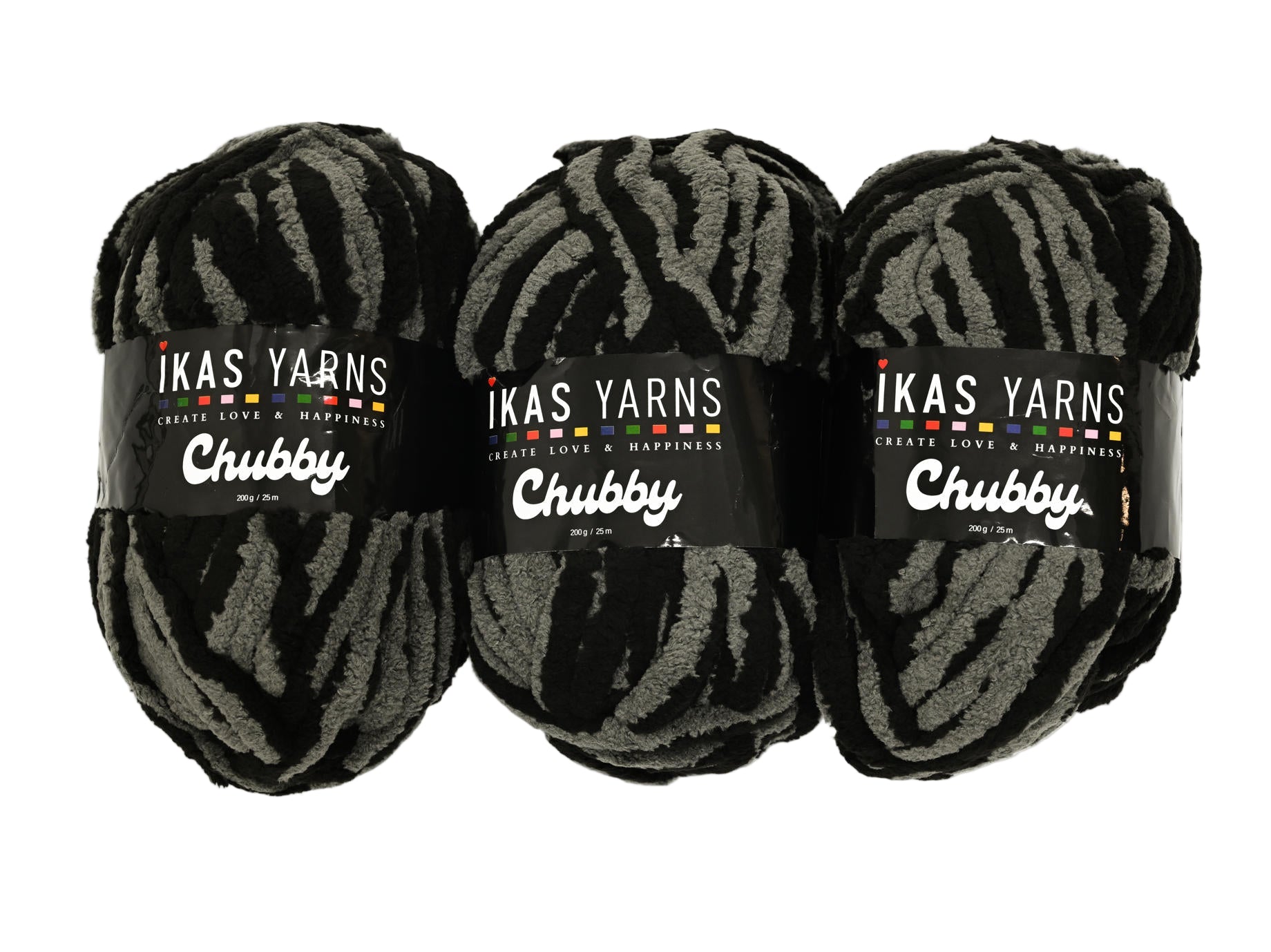 200g 3Pc Print Chubby Dark Grey & Black