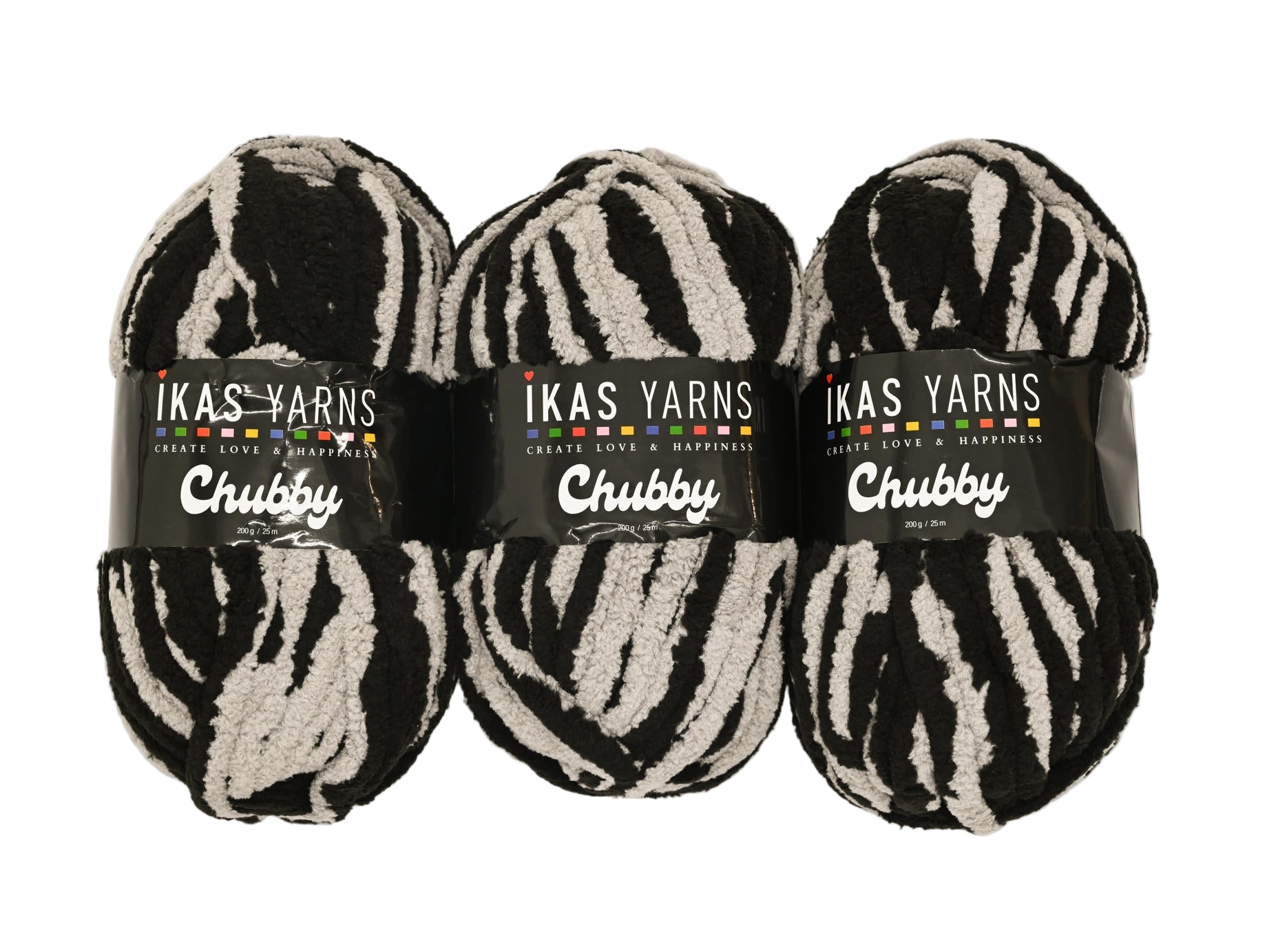 200g 3Pc Print Chubby Grey & Black
