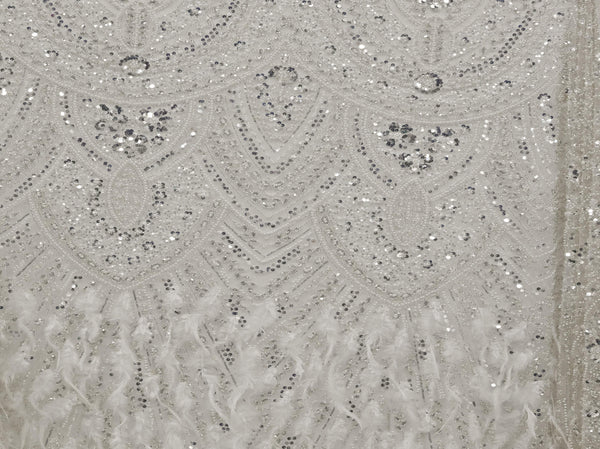 130cm Feather Beaded Lace BF702-1