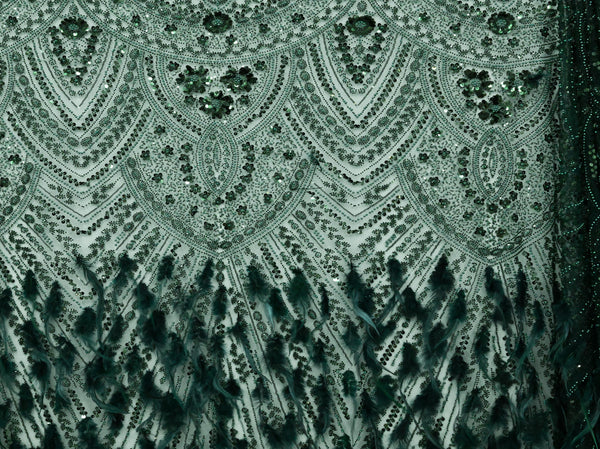 130cm Feather Beaded Lace BF702-3