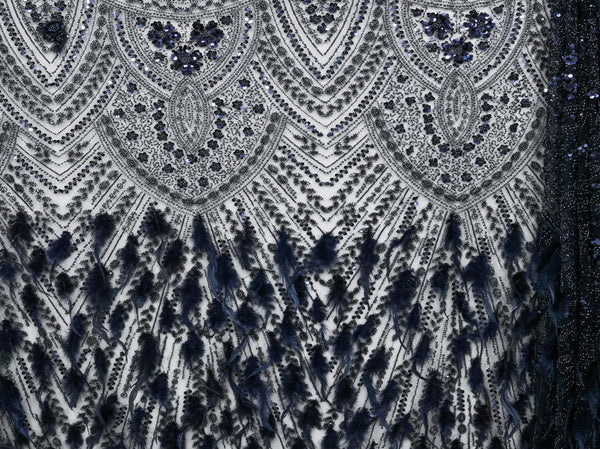 130cm Feather Beaded Lace BF702-4