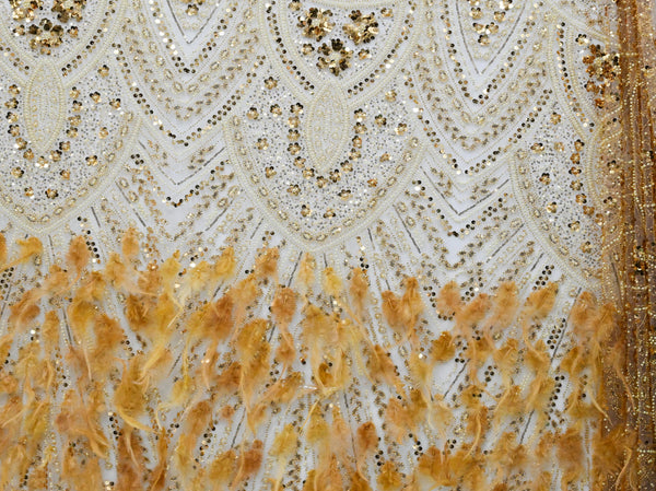 130cm Feather Beaded Lace BF702-6
