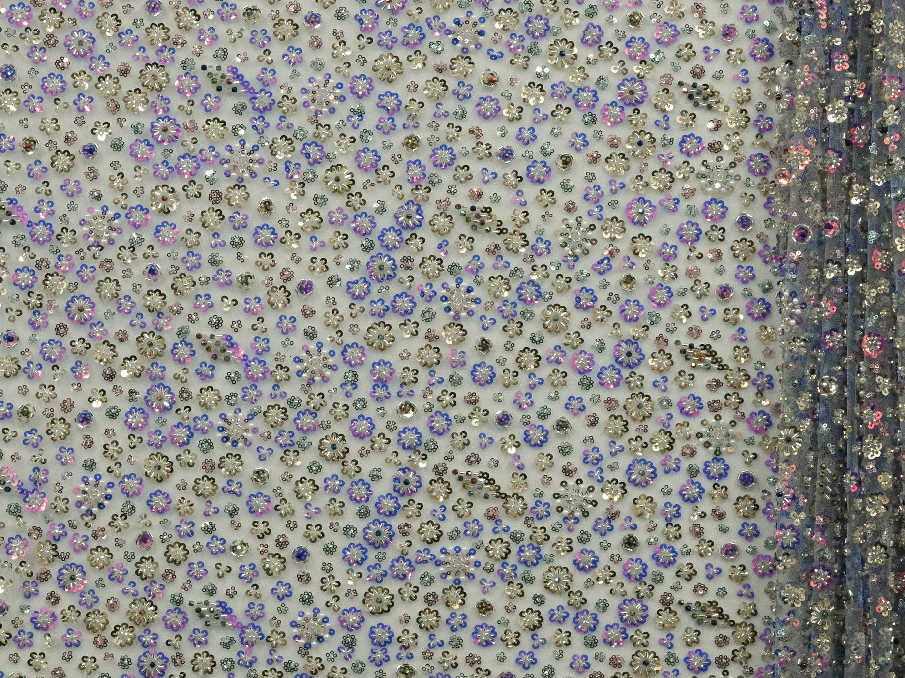130cm Multi Colour Beaded Sequins Tulle BF717-2