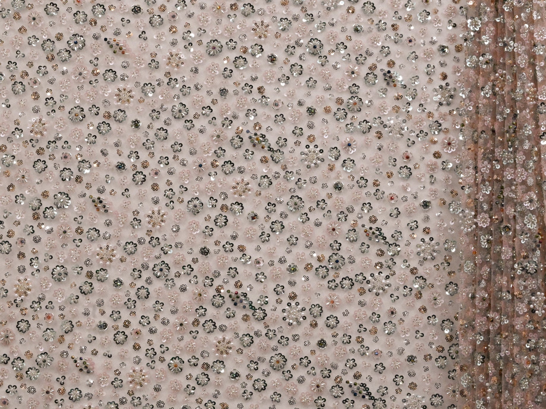 130cm Multi Colour Beaded Sequins Tulle BF717-5