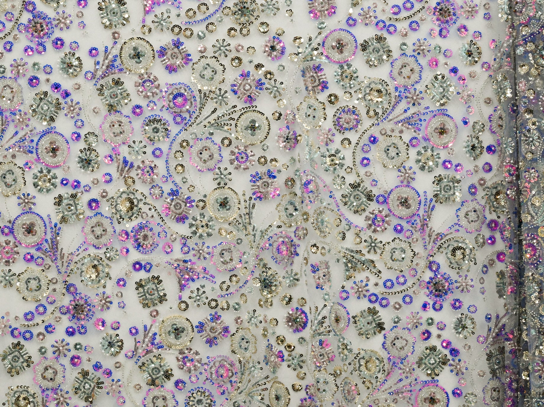 130cm Kaleidoscope Beaded Sequins Tulle BF718-4