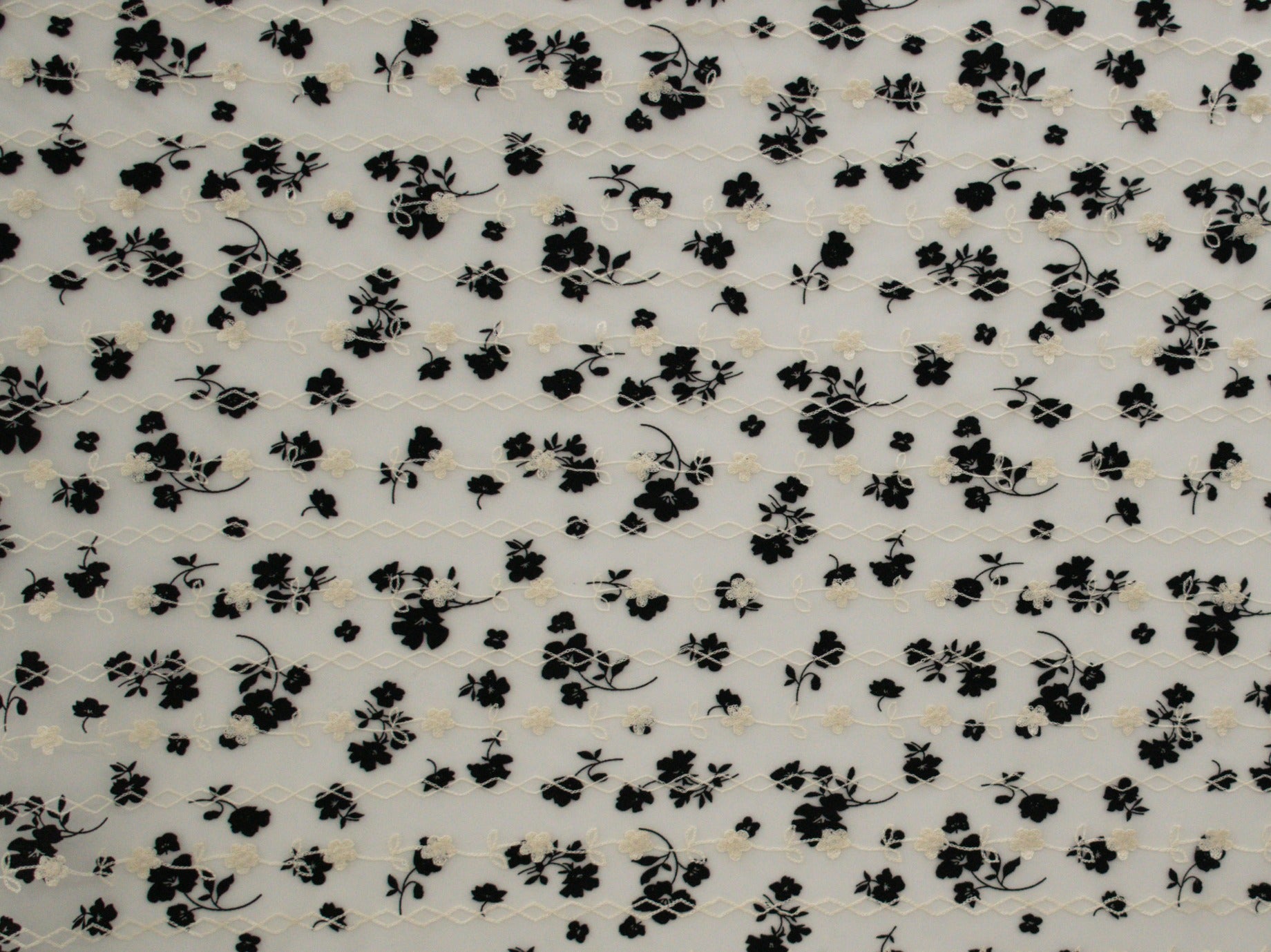 150cm Embroidered Flocking Tulle BF477-3