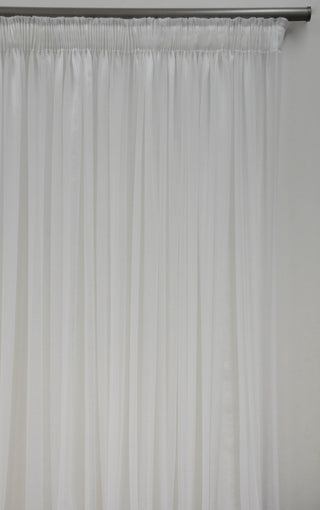500X220cm Broad Stripe Voile Taped Curtain White