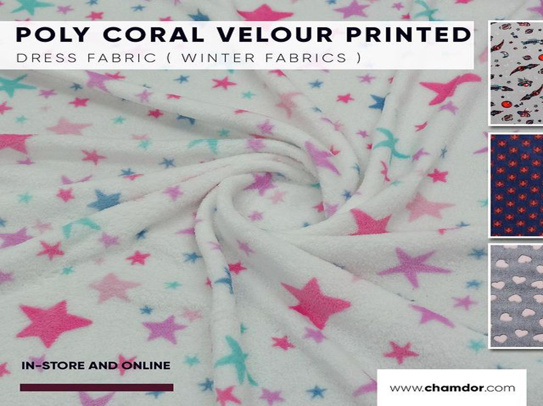 Poly Coral Velour Printed Dress