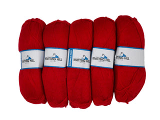 5pc 100G Knitting Hill Double Knit Red