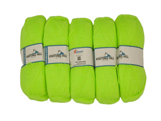 5pc 100G Knitting Hill Double Knit Neon Green