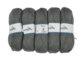 5pc 100G Knitting Hill Double Knit School Gray