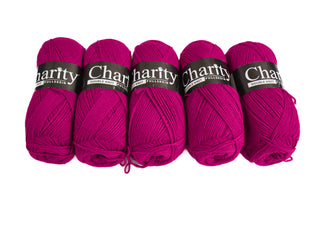 100G 5Pc Charity Dk Wool Cranberry