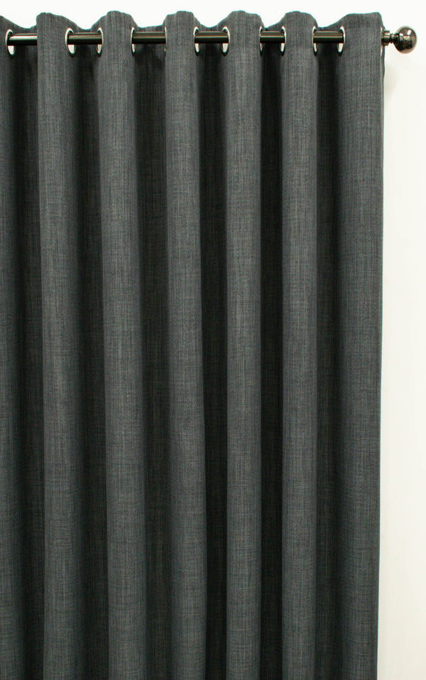 270X220cm The Gris Woven Blockout Eyelet Curtain