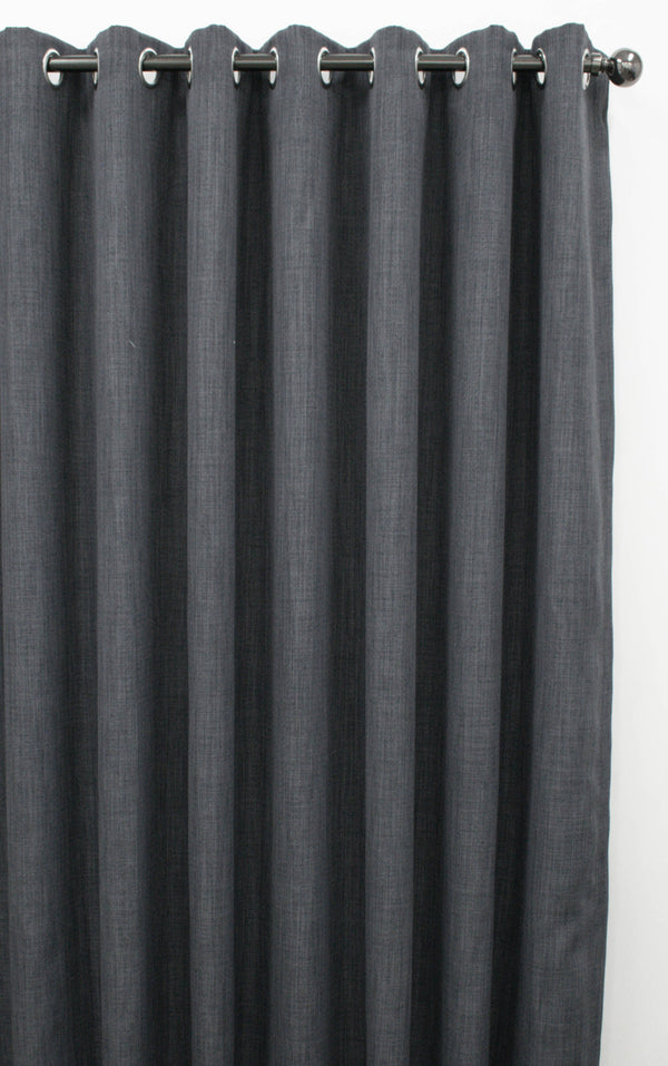 270X220cm The Gris Woven Blockout Eyelet Curtain