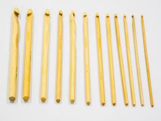 12Pc Bamboo Crochet Needle Set