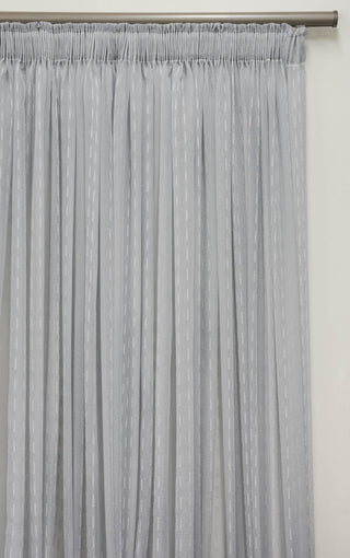 500X220cm Stripe Voile Taped Curtain Grey