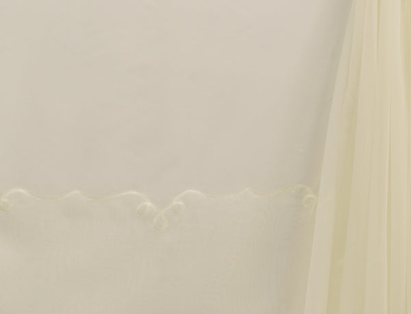 270cm Plain Scalloped Voile Cream Curtaining CU964-2