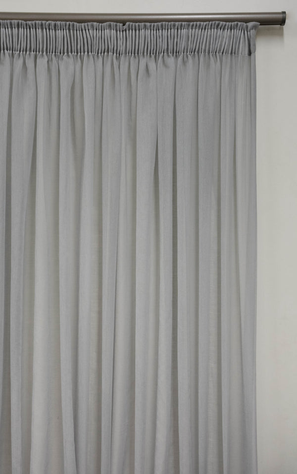500X220cm Plain Voile  Taped Curtain Grey