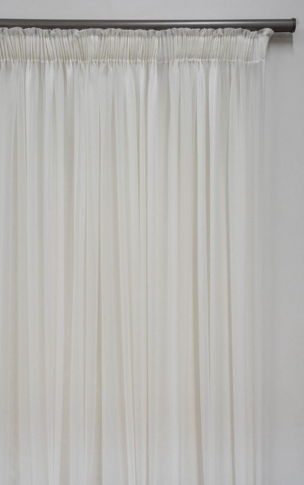 500X220cm Broad Stripe Voile Taped Curtain Cream