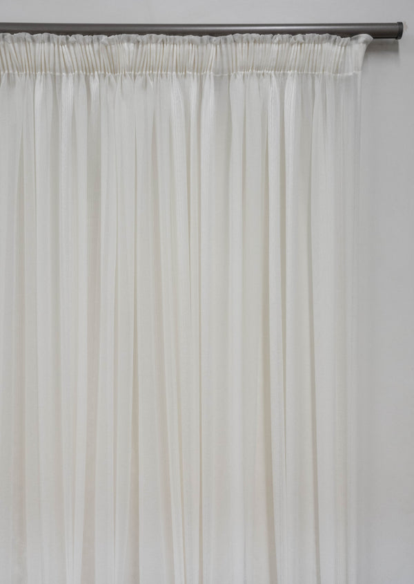 500X250cm Broad Stripe Voile Taped  Curtain Cream