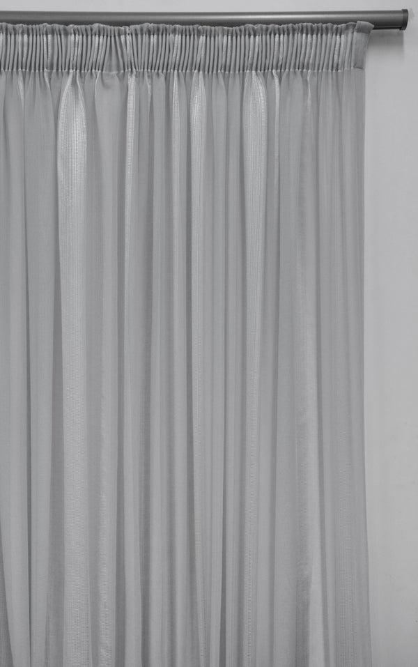500X220cm Broad Stripe Voile Taped Curtain Grey