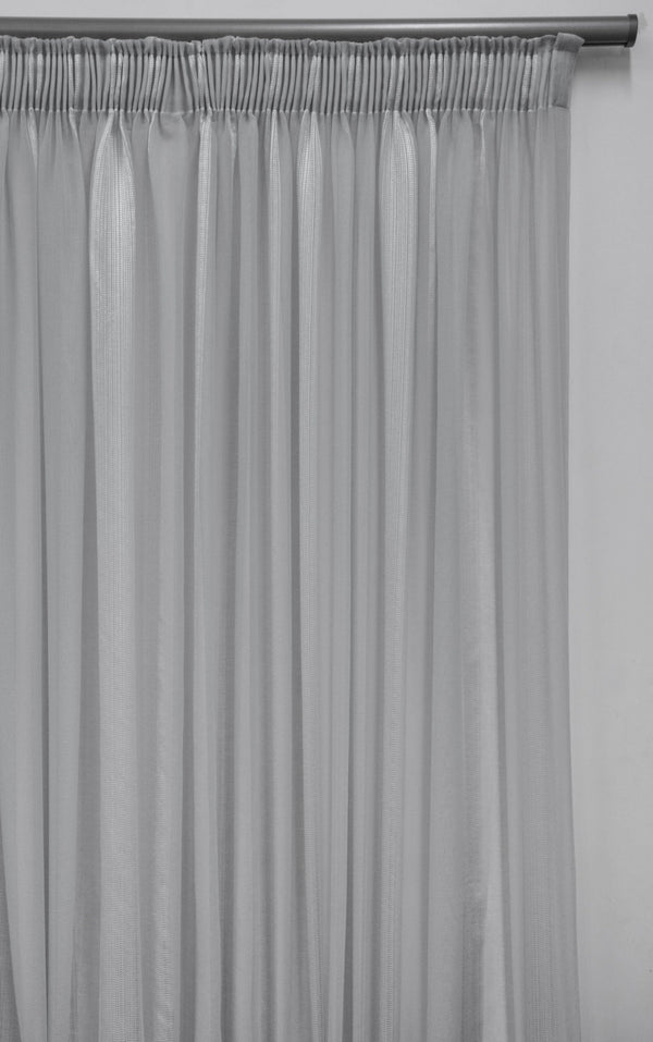 500X250cm Broad Stripe Voile Taped Curtain Grey